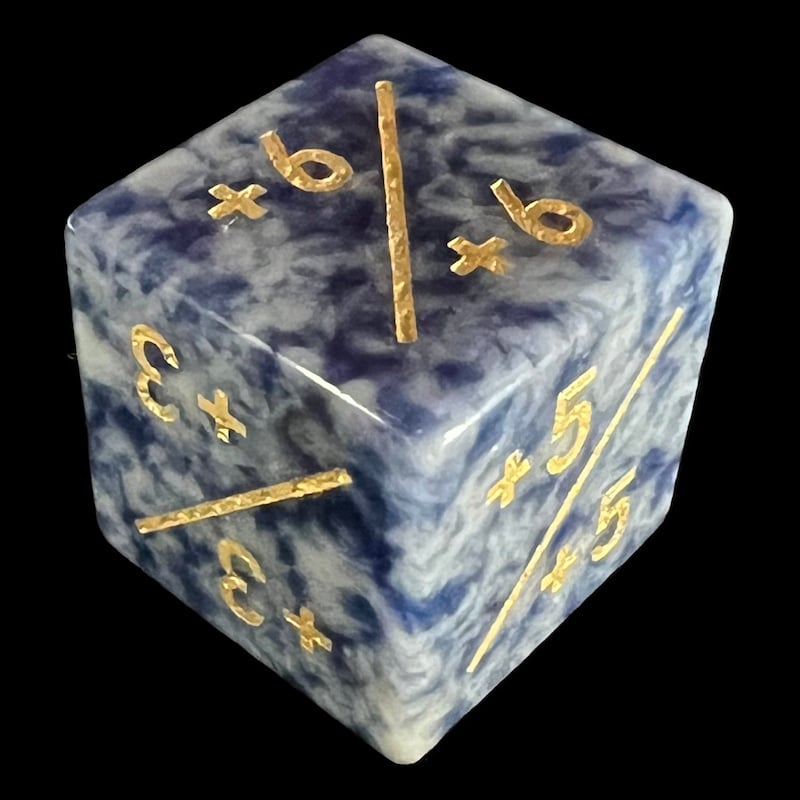 TDSO Gemstone Sodalite Light & Gold Positive Counter D6 Dice
