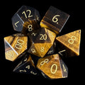 TDSO Gemstone Tiger Eye Gold & Gold 7 Dice Polyset In Padded Case