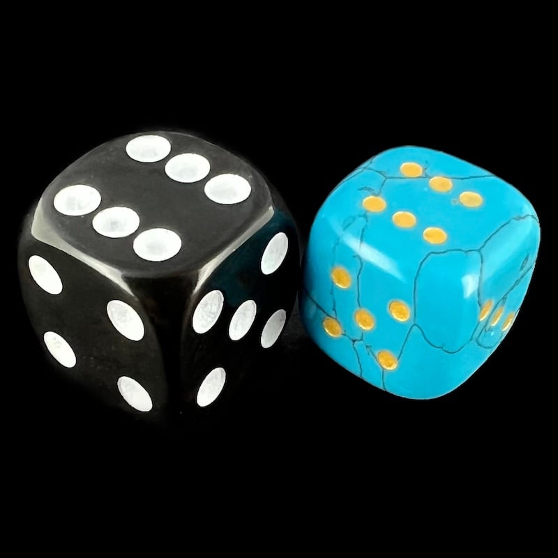 TDSO Gemstone Turquoise Synthetic 15mm Rounded D6 Spot Dice