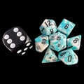 TDSO Gemstone Turquoise Synthetic Blue & White with Black MINI 7 Dice Polyset