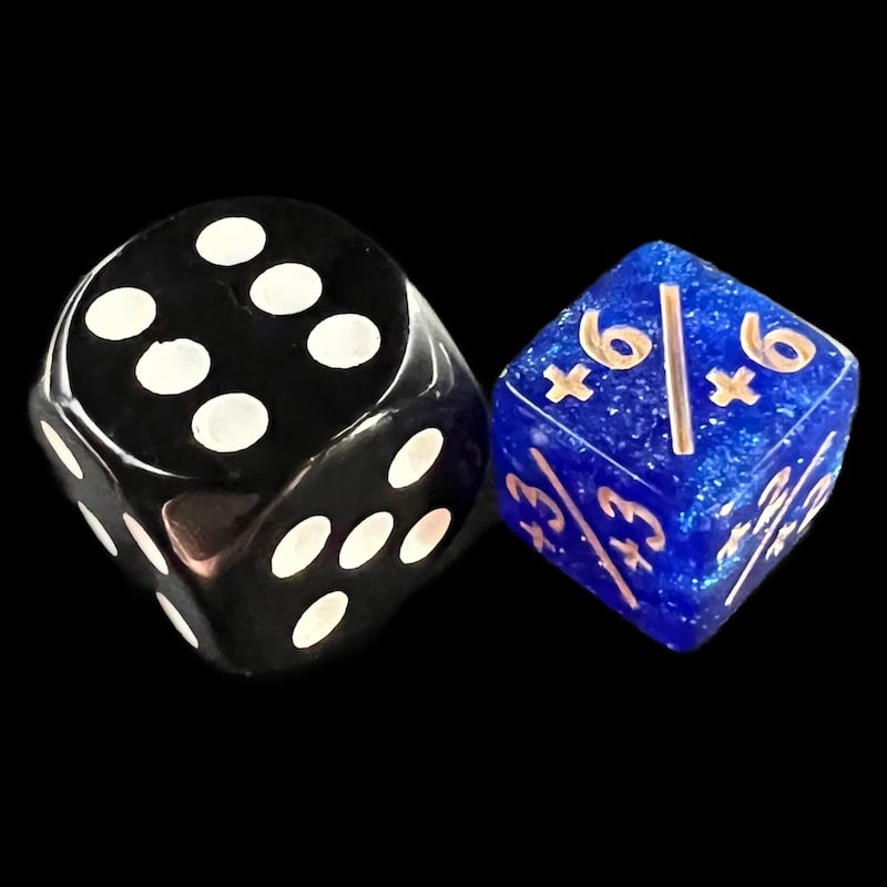 TDSO Glitter Blue & Gold Positive Counter 12mm 6 x D6 Dice Set