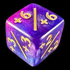 TDSO Glitter Blue & Purple with Gold Positive Counter 6 x D6 Dice Set