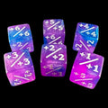 TDSO Glitter Blue & Purple with White Positive Counter 6 x D6 Dice Set