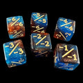 TDSO Glitter Blue Red & Gold Negative Counter 6 x D6 Dice Set