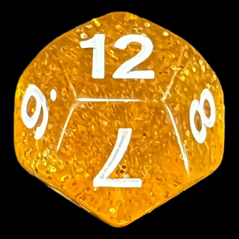 TDSO Glitter Gold & White D12 Dice
