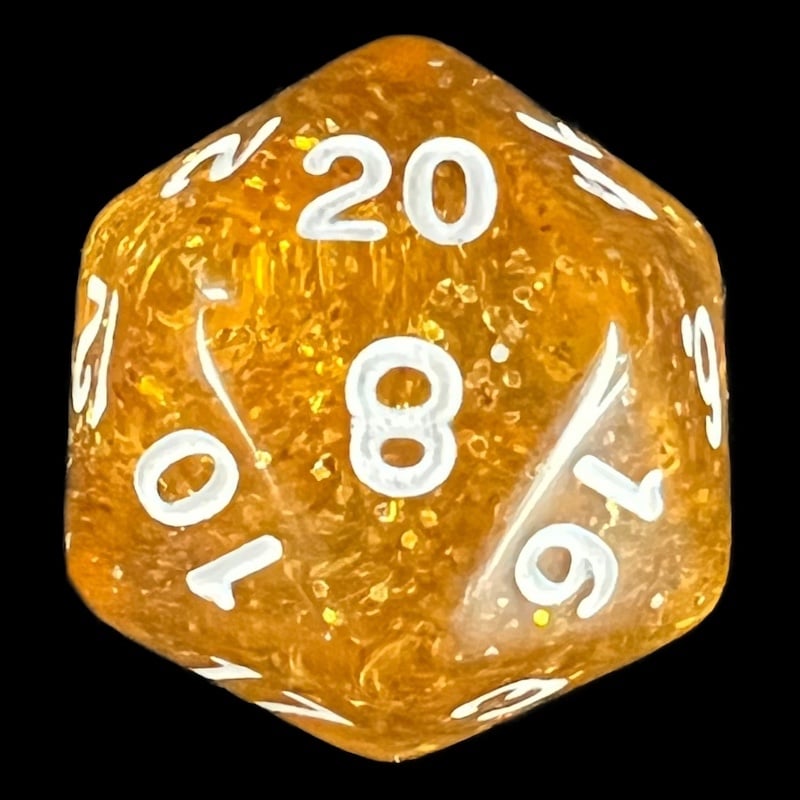 TDSO Glitter Gold & White D20 Dice