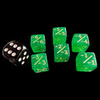 TDSO Glitter Green & Gold Negative Counter 12mm 6 x D6 Dice Set