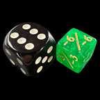TDSO Glitter Green & Gold Negative Counter 12mm 6 x D6 Dice Set