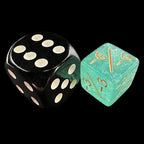 TDSO Glitter Pale Green & Gold Negative Counter 12mm 6 x D6 Dice Set