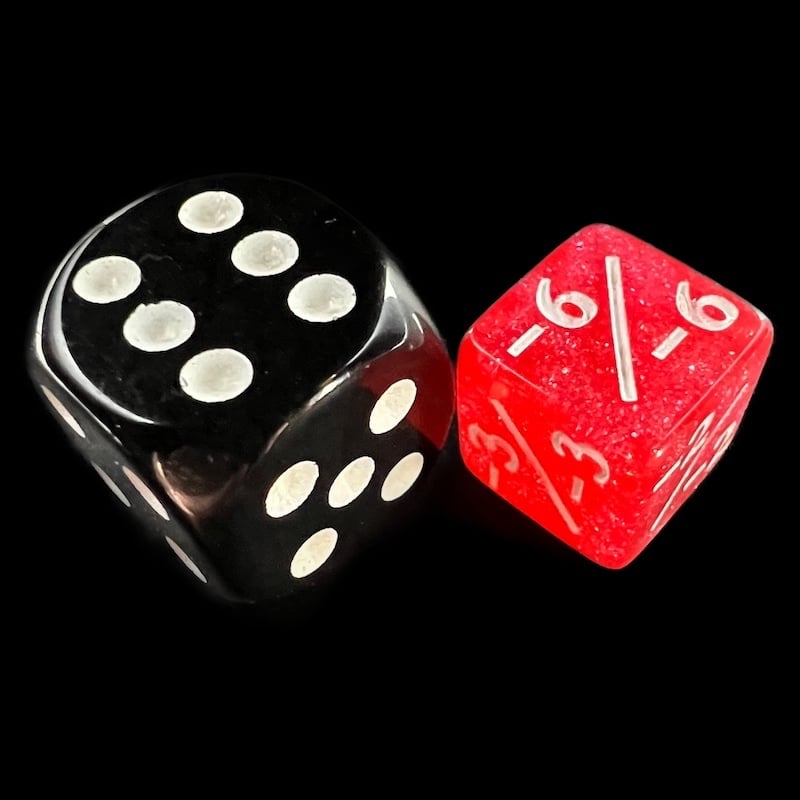 TDSO Glitter Pink & White Negative Counter 12mm 6 x D6 Dice Set