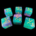 TDSO Glitter Teal & Pearl Purple Negative Counter 6 x D6 Dice Set