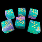 TDSO Glitter Teal & Pearl Purple Negative Counter 6 x D6 Dice Set