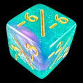 TDSO Glitter Teal & Pearl Purple Negative Counter D6 Dice