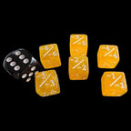 TDSO Glitter Yellow & White Negative Counter 12mm 6 x D6 Dice Set
