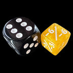 TDSO Glitter Yellow & White Negative Counter 12mm 6 x D6 Dice Set