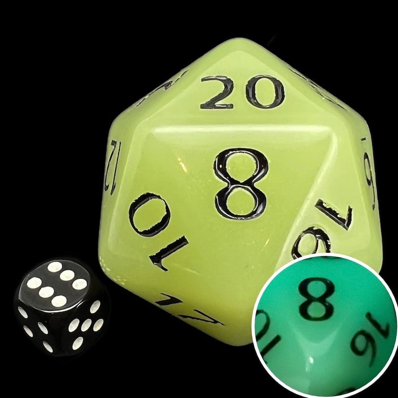 TDSO Glow In Dark Pale Green MASSIVE 55mm TITAN D20 Dice