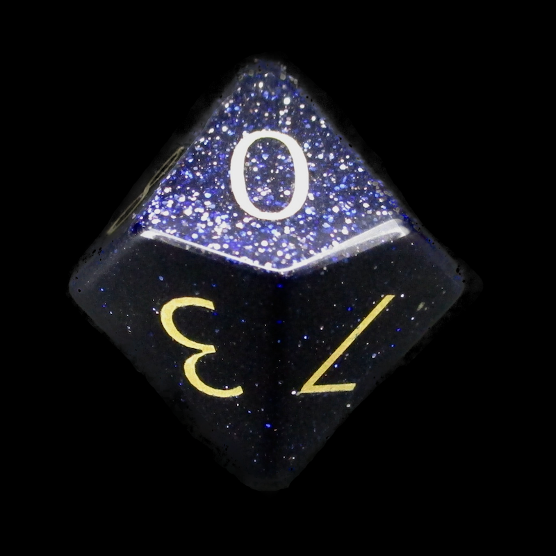 TDSO Gemstone Goldstone Blue & Gold D10 Dice
