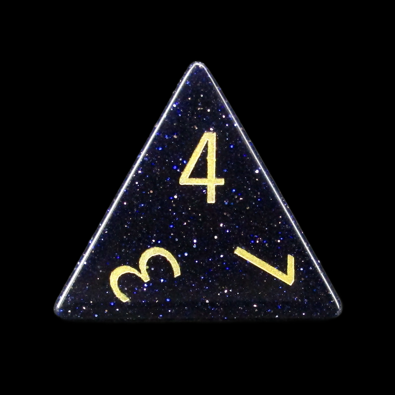 TDSO Gemstone Goldstone Blue & Gold D4 Dice