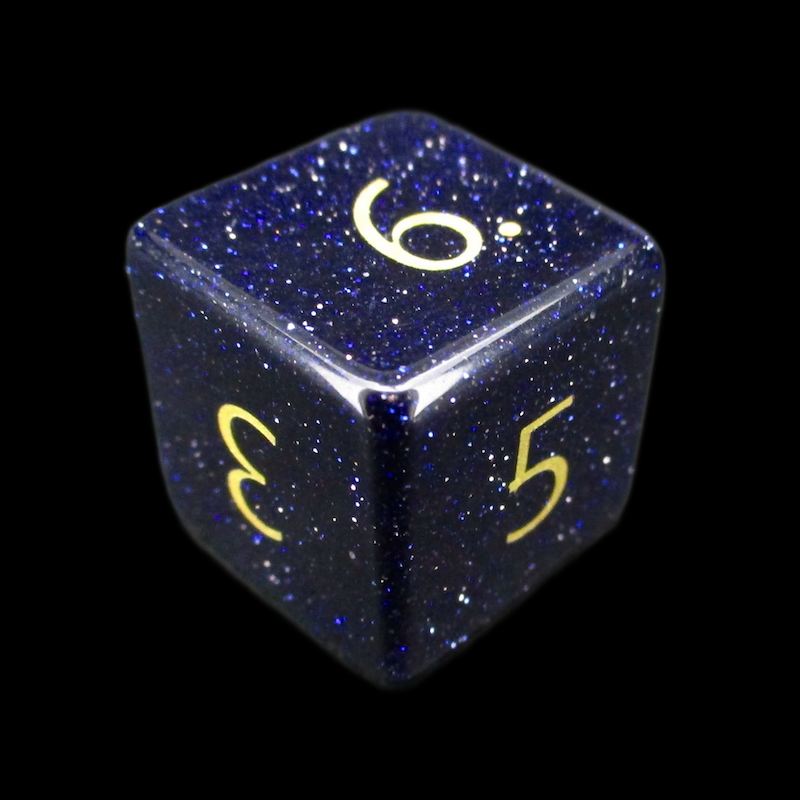TDSO Gemstone Goldstone Blue & Gold D6 Dice