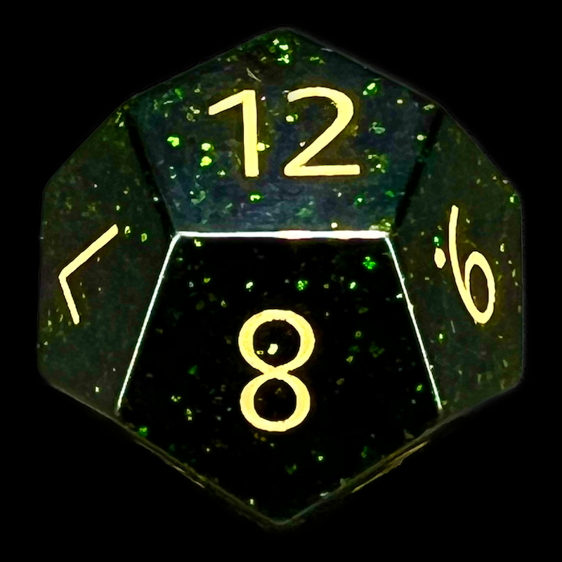 TDSO Gemstone Goldstone Green & Gold D12 Dice