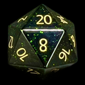 TDSO Gemstone Goldstone Green & Gold D20 Dice