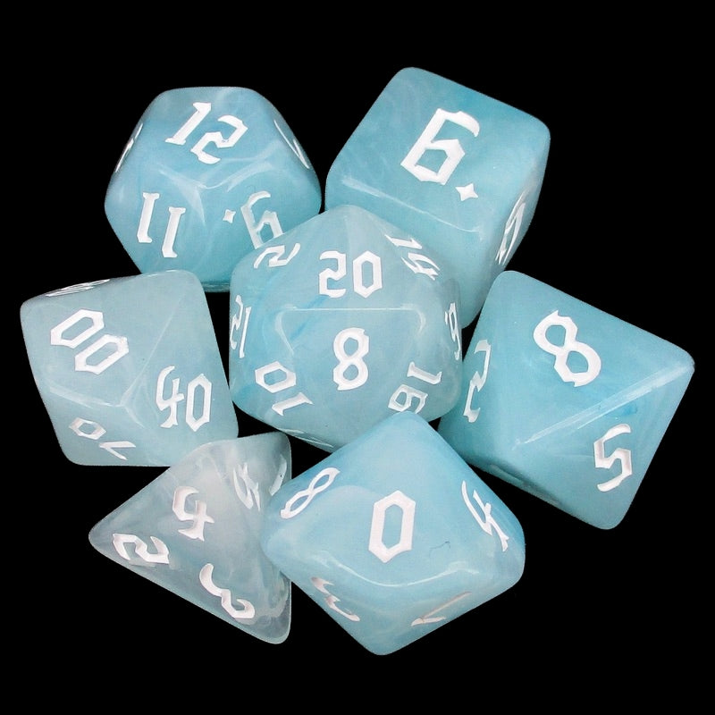 TDSO Gothic Script White Clouds 7 Dice Polyset