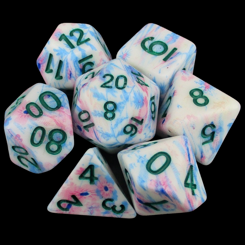 TDSO Graffiti Pink Blue & White 7 Dice Polyset LTD EDITION