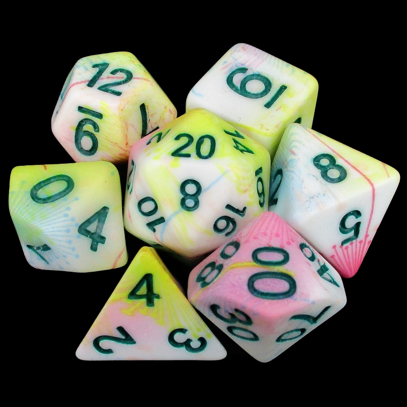 TDSO Graffiti Pink Yellow & Blue 7 Dice Polyset LTD EDITION