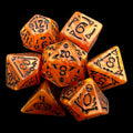 TDSO Halloween Pearl Amber & Black 7 Dice Polyset