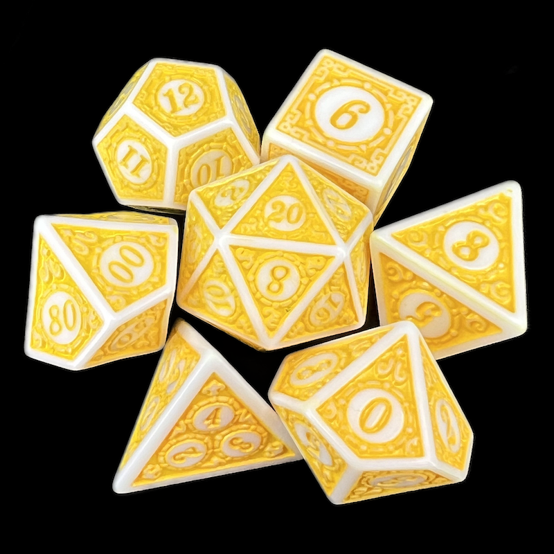 TDSO Holy Flame White & Gold 7 Dice Polyset