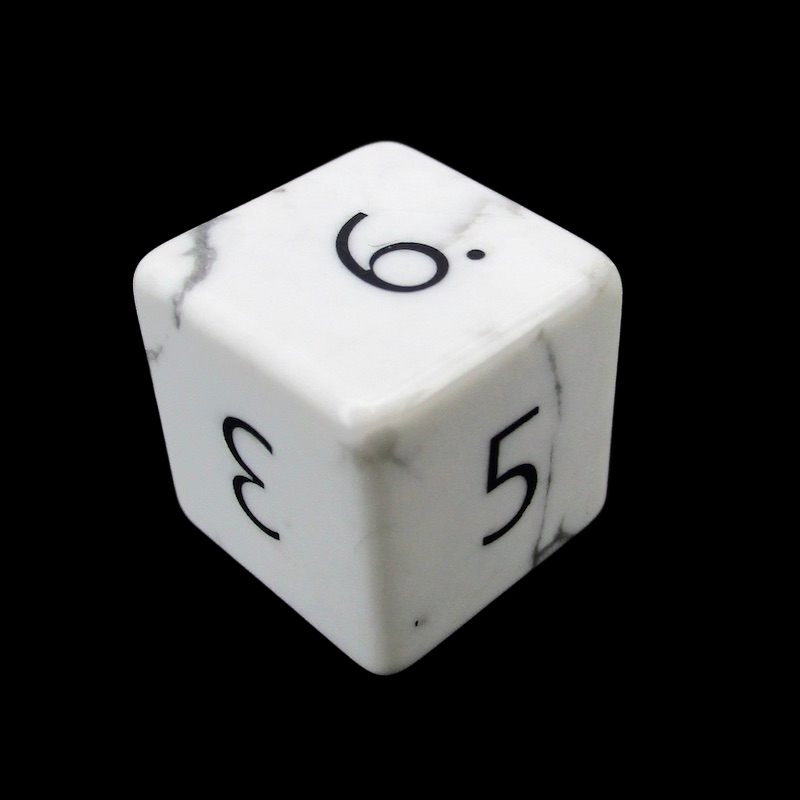 TDSO Gemstone Howlite White & Black D6 Dice