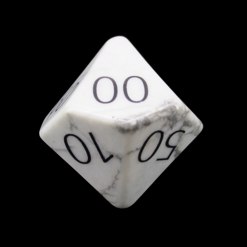TDSO Gemstone Howlite White & Black Percentile Dice