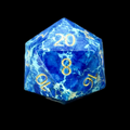 TDSO Gemstone Imperial Stone Blue & Gold D20 Dice