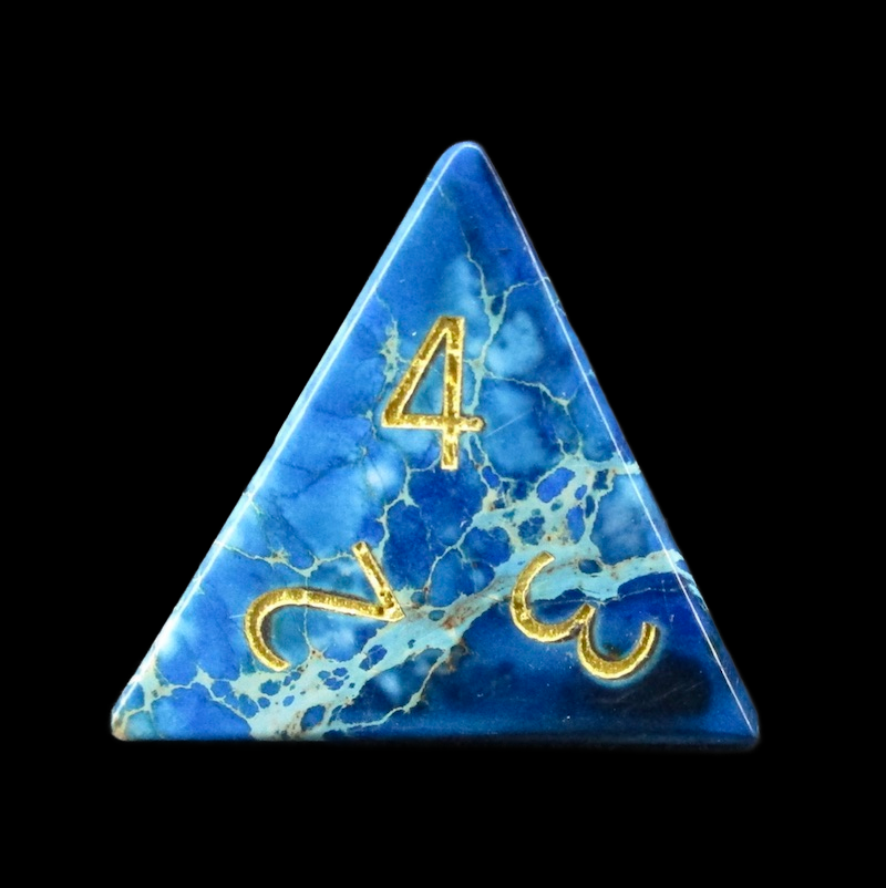 TDSO Gemstone Imperial Stone Blue & Gold D4 Dice
