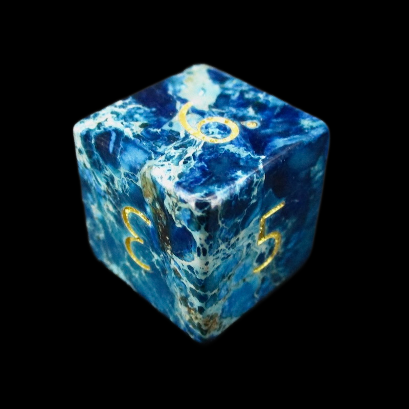 TDSO Gemstone Imperial Stone Blue & Gold D6 Dice