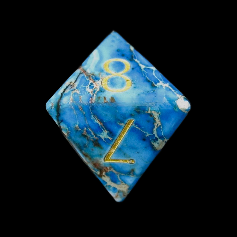 TDSO Gemstone Imperial Stone Blue & Gold D8 Dice
