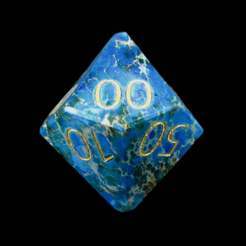 TDSO Gemstone Imperial Stone Blue & Gold Percentile Dice