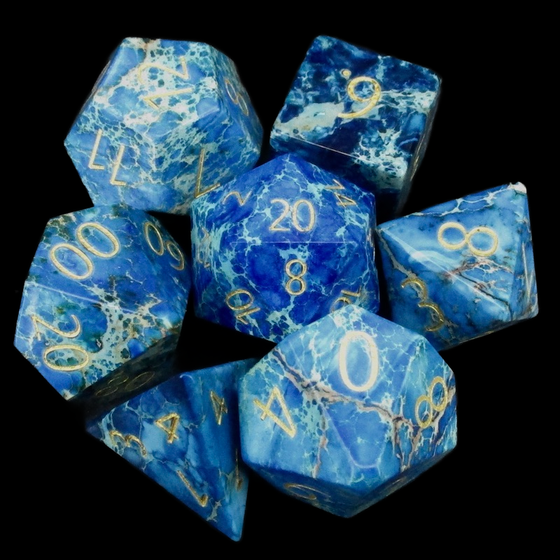 TDSO Gemstone Imperial Stone Blue & Gold 7 Dice Polyset