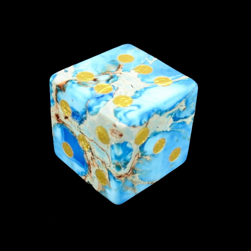 TDSO Gemstone Imperial Stone Blue & Gold D6 Spot Dice