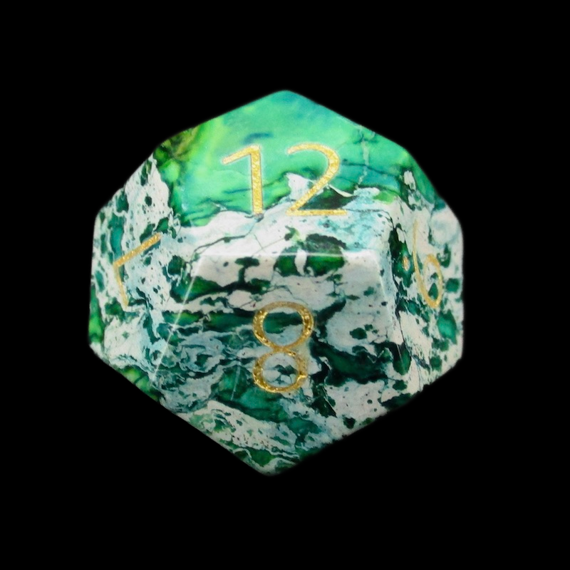 TDSO Gemstone Imperial Stone Green & Gold D12 Dice