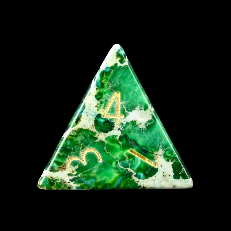 TDSO Gemstone Imperial Stone Green & Gold D4 Dice