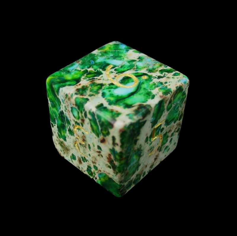 TDSO Gemstone Imperial Stone Green & Gold D6 Dice