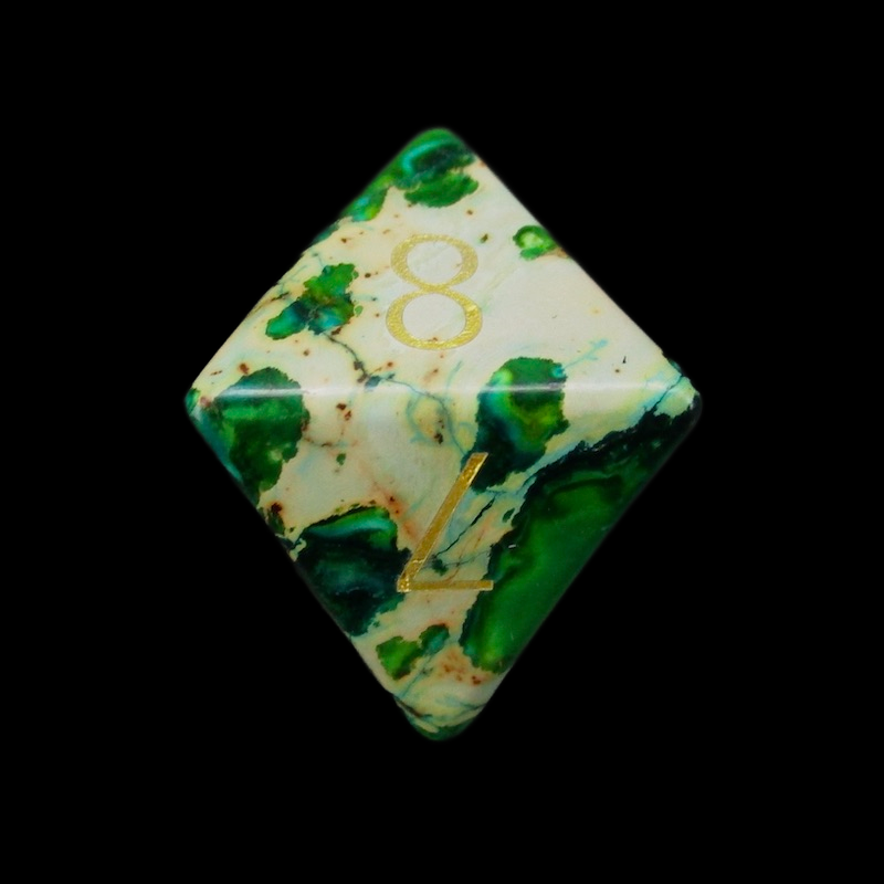 TDSO Gemstone Imperial Stone Green & Gold D8 Dice