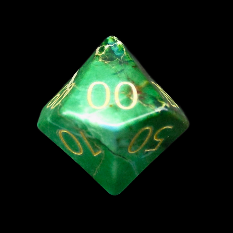 TDSO Gemstone Imperial Stone Green & Gold Percentile Dice