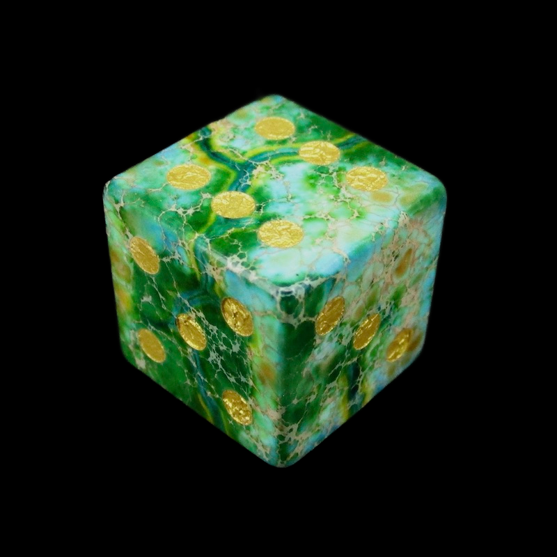 TDSO Gemstone Imperial Stone Green & Gold D6 Spot Dice