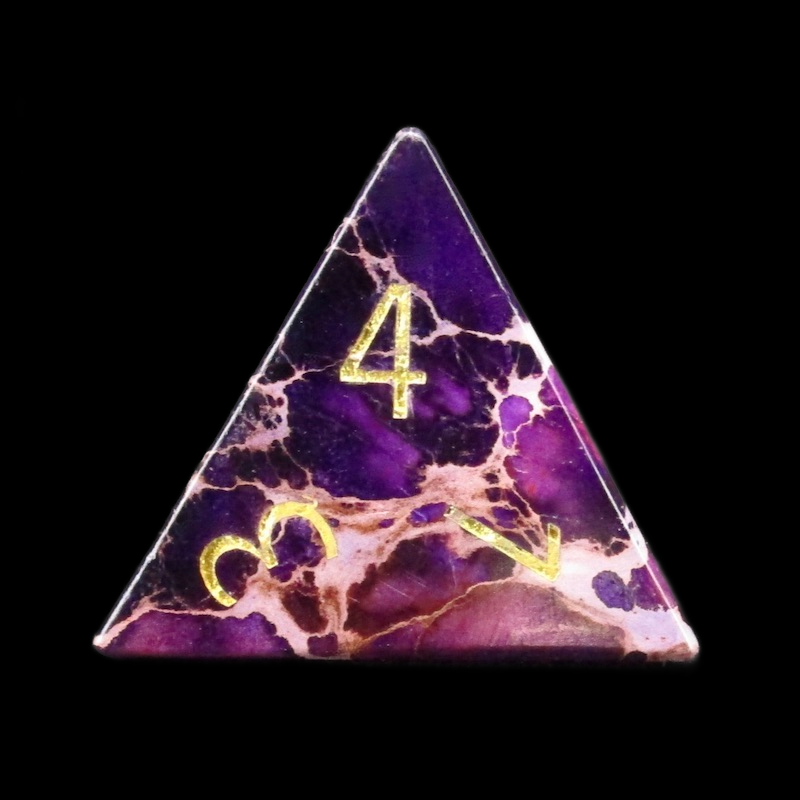 TDSO Gemstone Imperial Stone Purple & Gold D4 Dice