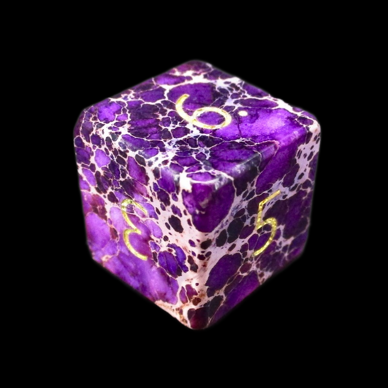 TDSO Gemstone Imperial Stone Purple & Gold D6 Dice