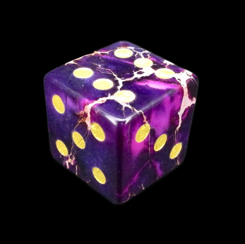 TDSO Gemstone Imperial Stone Purple & Gold D6 Spot Dice