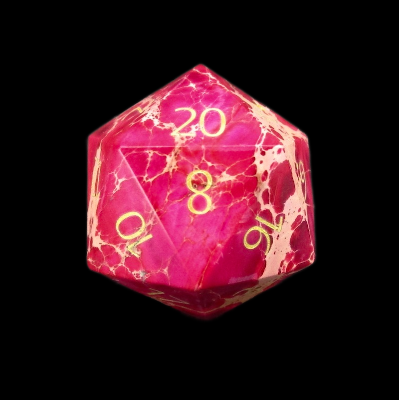 TDSO Gemstone Imperial Stone Red & Gold D20 Dice