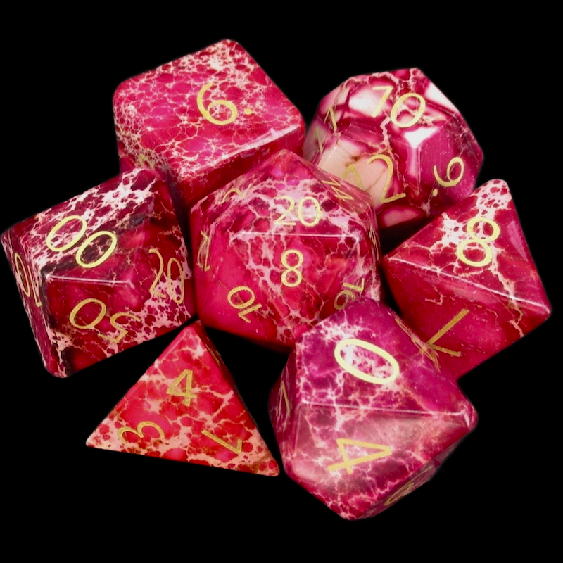 TDSO Gemstone Imperial Stone Red & Gold 7 Dice Polyset